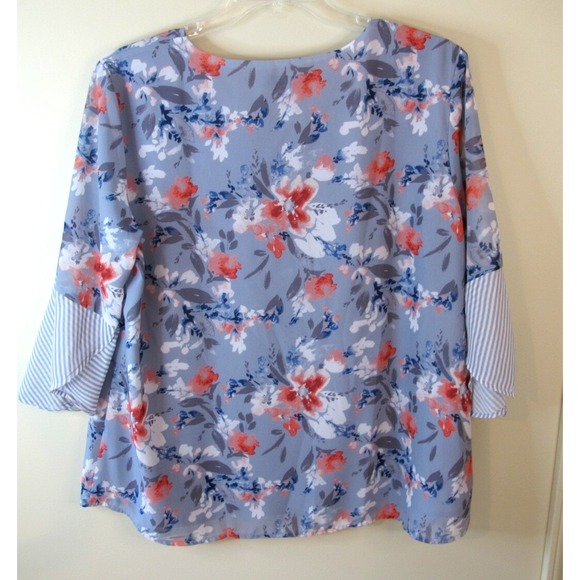 Coldwater Creek‎ Sheer Round Neck 3/4 Sleeve Pullover Floral Top Women's XL - Picture 4 of 4